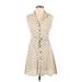 SM Wardrobe Casual Dress - Mini V Neck Sleeveless: Ivory Dresses - Women's Size Small