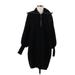 Zara Casual Dress - Mini High Neck Long sleeves: Black Solid Dresses - Women's Size Medium