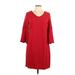 Studio One Casual Dress - Shift V Neck 3/4 sleeves: Red Print Dresses - Women's Size 10