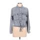 Cloth & Stone Jacket: Short Blue Checkered/Gingham Jackets & Outerwear - Women's Size Large