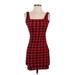 Shein Casual Dress - Bodycon Square Sleeveless: Red Print Dresses - Women's Size X-Small