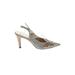 AK Anne Klein Heels: Slingback Stiletto Cocktail Silver Solid Shoes - Women's Size 9 1/2 - Pointed Toe