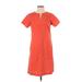 Uniqlo Casual Dress - Mini Crew Neck Short sleeves: Orange Solid Dresses - Women's Size Small