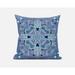 18 x 18 in. Paisley Leaf Geo Broadcloth Indoor & Outdoor Zippered Pillow - Dark Muted Blue Navy & Light Blue
