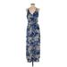 Lush Casual Dress - Maxi: Blue Print Dresses - Women's Size Small