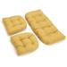 U-Shaped Solid Spun Polyester Tufted Settee Cushion Set Lemon - Set of 3