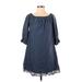 Abercrombie & Fitch Casual Dress - A-Line Boatneck 3/4 sleeves: Blue Dresses - Women's Size Small