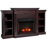 HOMCOM 70 W x 15.75 H Electric Fireplace Mantel TV Stand Media Console Center Cabinet with 6 Shelves and Remote Control Dark Brown