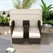 Kadyn 2-Seater Outdoor Patio Daybed Outdoor Double Daybed Outdoor Loveseat Sofa Set with Foldable Awning and Cushions for Garden Balcony Poolside Beige