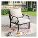 Bomrokson Outdoor Dining Chair Patio Bistro Furniture Metal Single Armchair with Cushion Beige