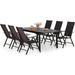 Perfect & William 9 Pieces Patio Dining Set for 8 Outdoor Dining Furniture with 1 X-large E-coating Square Metal Table and 8 Rattan Chairs with Cushions Outdoor Table & Chairs f