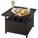 Rattan Umbrella Side Table Bistro Wicker Side Table with Storage Slot Patio Umbrella Side Table Stand with 1.57 Umbrella Hole Outdoor Leisure Coffee Table for Garden Poolside Deck