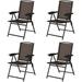 Folding Sling Chairs Sets of 4 Portable Chairs for Patio Garden Pool Outdoor & Indoor w/Armrests and Adjustable Back