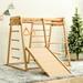 Wooden Indoor Kids Playground Jungle Gym with Slide and Play Table Toddlers Wooden Climber 8-in-1 Slide Playset Wooden Rock Climbing Ladder with Rope Wall Swing Loops Monkey Bars and Swing