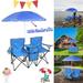 Goorabbit Portable Folding Picnic Double Chair W/Umbrella Table Ice Chest Cooler Beach Camping Chair Blue