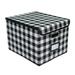 Collapsible File Storage Box with Lid Decorative Linen Filing Storage Organizer Hanging Letter/Legal Folder Storage Box