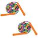 Long Jump Rope(2 PACK) Soft Beaded Skipping Rope for Kids Adults Plastic Segmented Jump Rope - orange