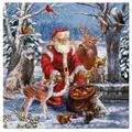 1001kdo - Lot de 20 serviettes en papier 33 x 33 cm Pere Noel et ses animaux