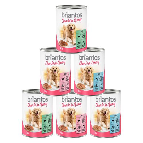 Sparpaket Briantos Chunks in Gravy 24 x 415 g - Mixpaket (Rind, Lachs und Lamm)