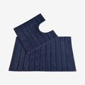 Luxury Linear Ribbed Design Bath Mat and Pedestal Set - Navy by Allure Bath Fashions