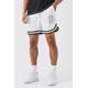 Mens White Loose Fit Mesh Short Length Basketball Short, White