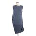Elie Tahari Sport Casual Dress - Midi Crew Neck Sleeveless: Gray Marled Dresses - Women's Size Small