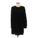 H&M Casual Dress - Mini High Neck Long sleeves: Black Print Dresses - Women's Size 10