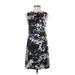 Theory Casual Dress - Mini High Neck Sleeveless: Black Print Dresses - Women's Size 2