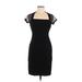 Maggy London Cocktail Dress - Sheath Square Short sleeves: Black Print Dresses - Women's Size 2 Petite