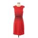 J.Crew Casual Dress - A-Line High Neck Short sleeves: Red Dresses - Women's Size 4