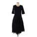 Ann Taylor Casual Dress - Midi Scoop Neck Short sleeves: Black Solid Dresses - Women's Size Medium