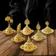 Brûleur d'encens creux avec couvercle tour dorée laiton style arabe porte-encensoir pour la