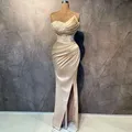 Robe de Soirée en Satin pour Femme Longue Luxueuse Fendue Sexy Bal Forme Sirène Élégante