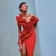 Robe de cocktail de longueur moyenne pour femme robe bandage sexy célébrité noire et rouge vente