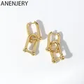 ANENJERY-Boucles d'oreilles créoles ovales en argent pour femmes boucles d'oreilles créoles en or