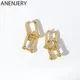 ANENJERY-Boucles d'oreilles créoles ovales en argent pour femmes boucles d'oreilles créoles en or