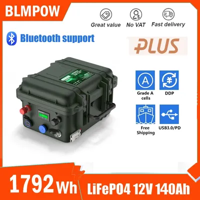 Batterie au lithium VEFEPO4 avec Bluetooth 12V 12.8V 140Ah 100Ah 120Ah 80Ah 6000 + Cycles