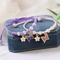 Bracelet Tressé à la Mode pour Femme Fait à la Main Violet Papillon Fleur Breloque Animal
