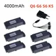 Batterie Q6 Dock G6 T6 K5 3.7V 4000mAh originale pour Q6 Dock G6 T6 K5 8K RC quadrirotor pièces