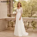 Rodrsya – robe de mariée élégante en mousseline de soie demi-manches dentelle délicate avec