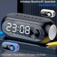 Réveil Numérique à Miroir LED Sans Fil Bluetooth 5.0 Haut-Parleur Portable Radio FM Chargement