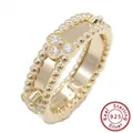 Bague en argent regardé S925 pour femme 2024 argent regardé S925 4 cuir chevelu petit et exquis