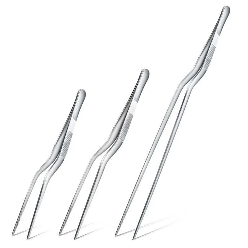 Pinces de Chef de cuisine de précision en acier inoxydable, 3 tailles, pincettes pour la cuisine des aliments, pique-nique Barbecue, décoration de gâteaux 14cm 16cm 20cm