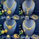 ANIID-Ensemble de collier et boucles d'oreilles en or 24 carats pendentif de luxe fête de mariage