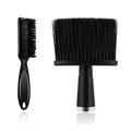 Ensemble de brosses de barbier noires plumeau de coupe de cheveux rasoir de coiffeur tondeuse à