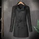 Veste en laine à double boutonnage pour homme manteau mi-long poches à revers ceinture automne