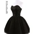 Robe de bal courte et élégante pour femme tenue de princesse noire à lacets nouvelle collection