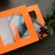 Ensemble de 3 boîtes de papier à fenêtre Orange avec cadre noir 20.5x20.5x8cm boîte + sac de