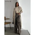 Mnealways18-Pantalon de jogging imprimé léopard pour femme style de rue taille haute jambes