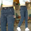 Jean skinny bleu vintage pour hommes pantalon cargo en denim poches streetwear décontracté